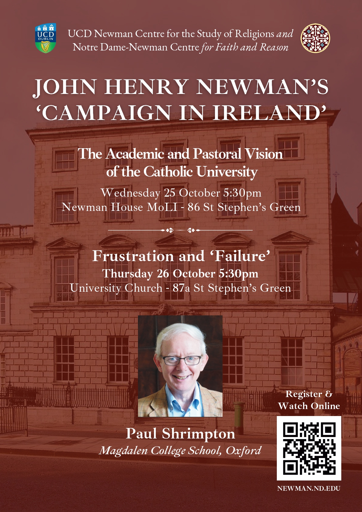 Lecture Series: Dr. Paul Shrimpton, ‘Newman’s ‘Campaign in Ireland’’